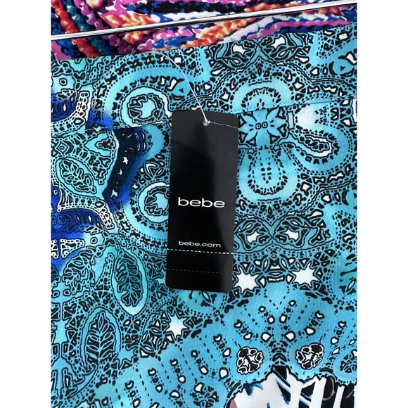 Bebe Midi Skirt Scuba Knit Pencil Straight Jupe Paisley Animal Print Y2K Medium - Picture 8 of 12